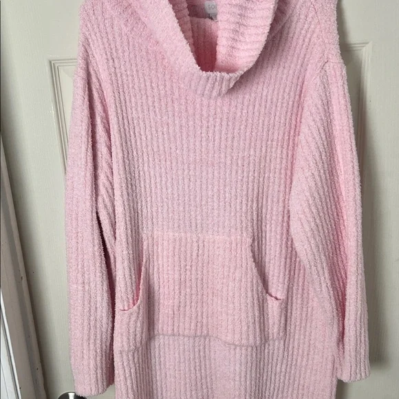 Elegant Pink Cowl Neck Sweater Dress - Picture 3 of 14